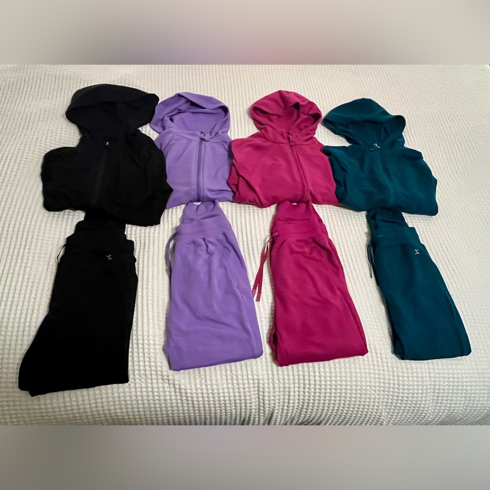 4 Xersion SuperSoft Cuffed Fleece Jogger & Fleece Zipper Hoodie Sets Girls Small
